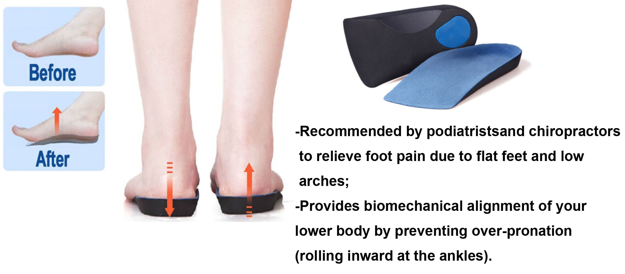 Custom Insole High Arch Support Cushion Orthotic Shoe Insole