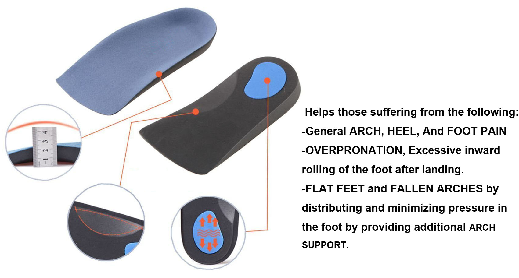 Custom Insole High Arch Support Cushion Orthotic Shoe Insole