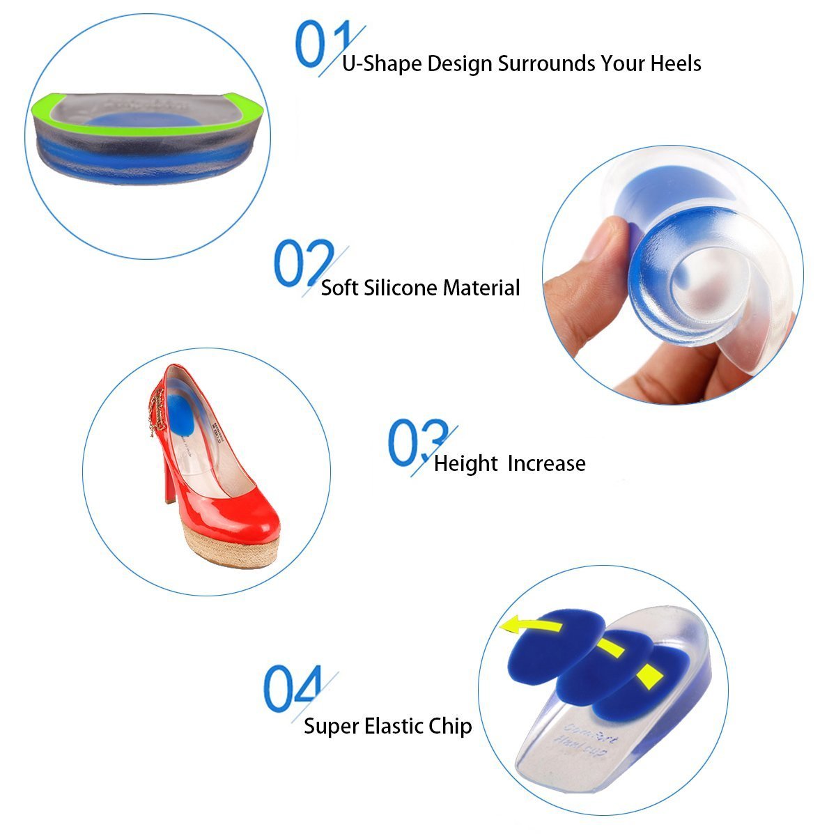Anti Slip Silicone Gel Cushion Insole Shoe Back Heel Pad Clear