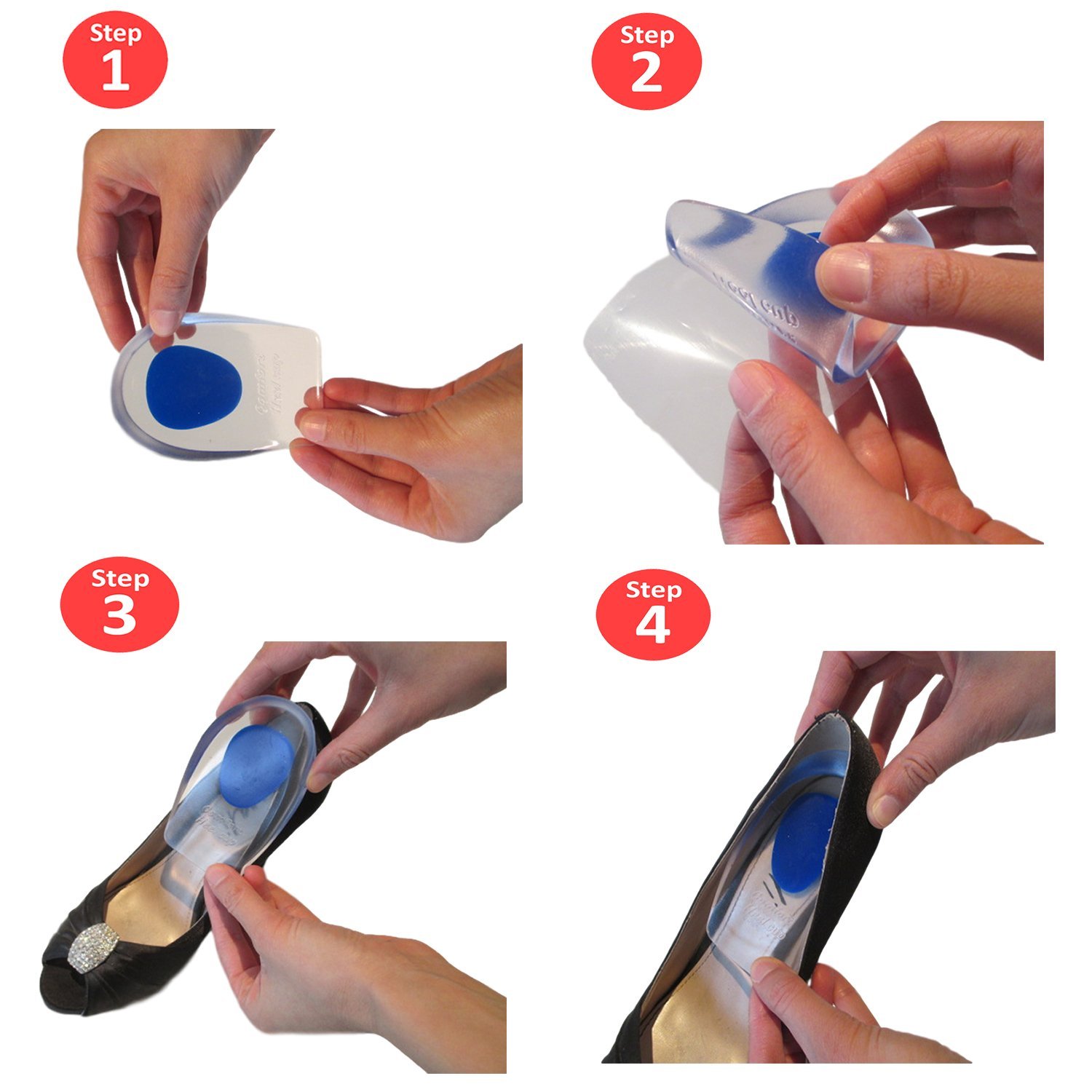 Anti Slip Silicone Gel Cushion Insole Shoe Back Heel Pad Clear
