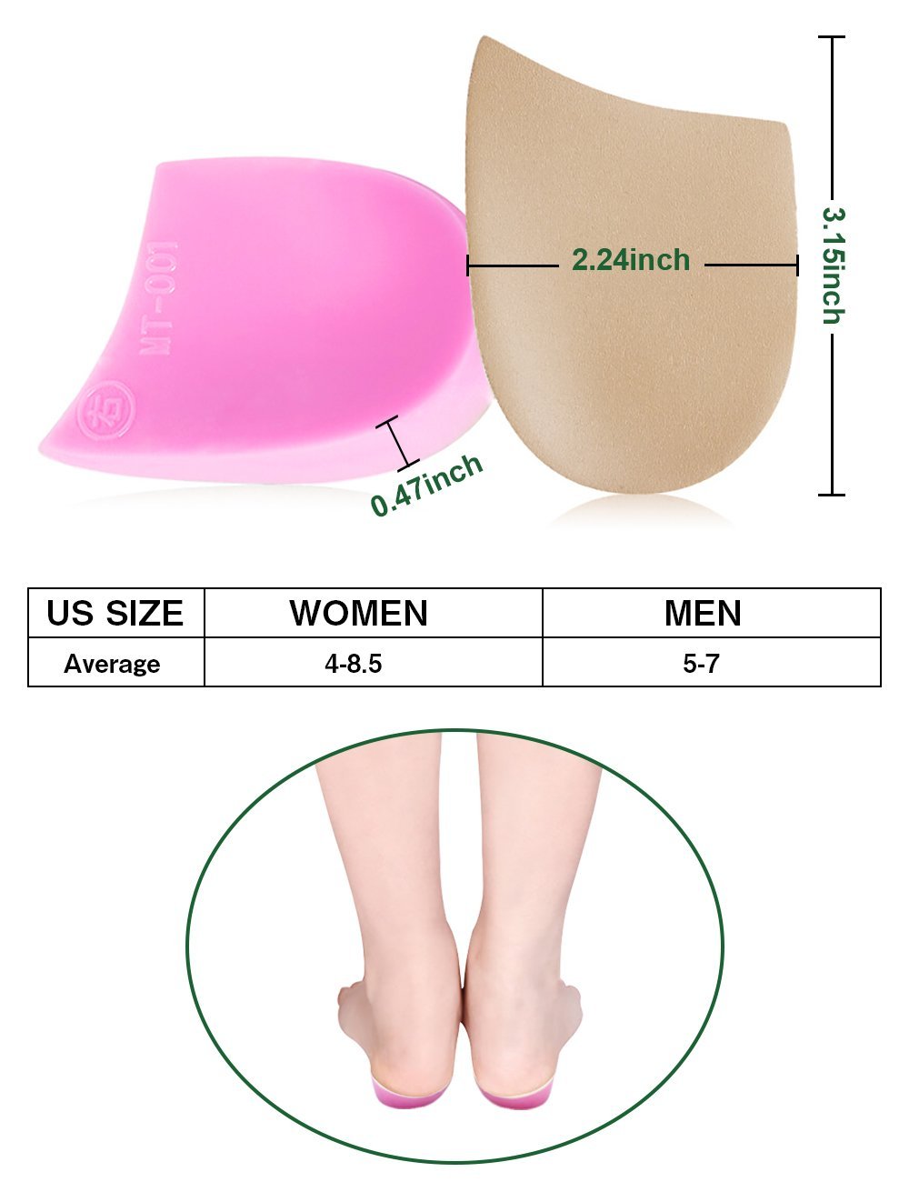 OX Type Leg Heel Inserts Orthopedic Insole Perfect Halfsphere Design for Bowlegs and Knock Knees
