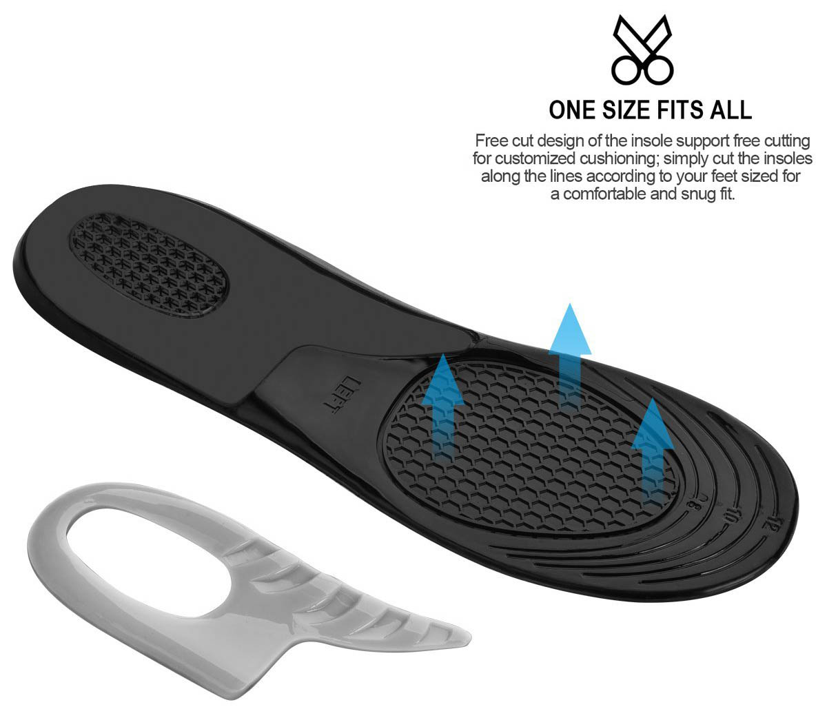 2018 New Arrival Shock Absorption Comfort Deodorant Custom Damping Foot Massage Health Gel Insoles