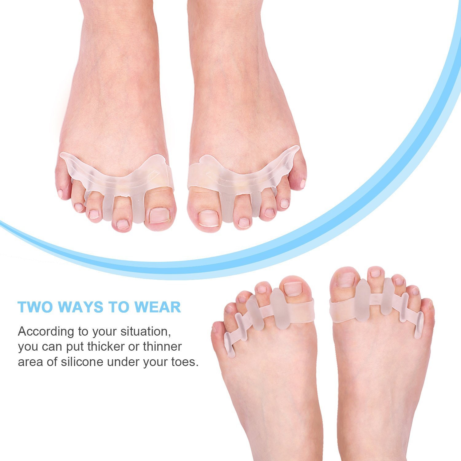 2018 New Design Silicone Gel Hallux Valgus Correction Four Hole Toe Separator