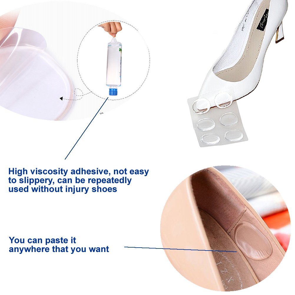 Anti Slip Washable Sticky Gel Heel Cushion Heel Grips Liner For Women