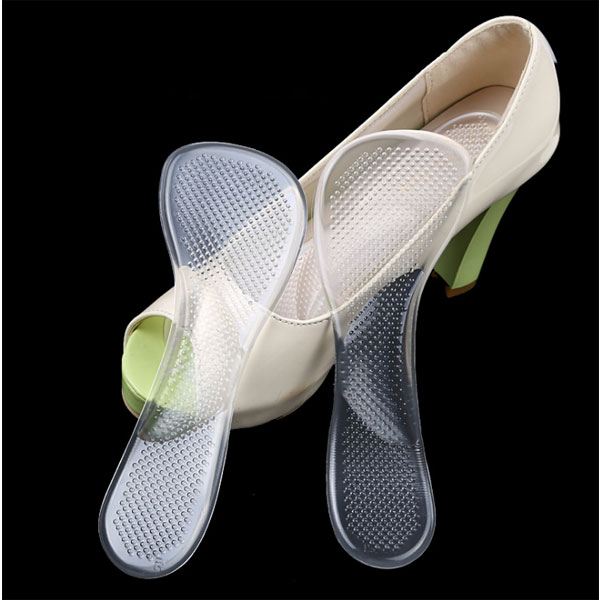 New Durable Self Sticky Gel Bone Shape Suede Cover Women High Heel 3/4 Silicone Gel Insoles For Ladies ZG-354