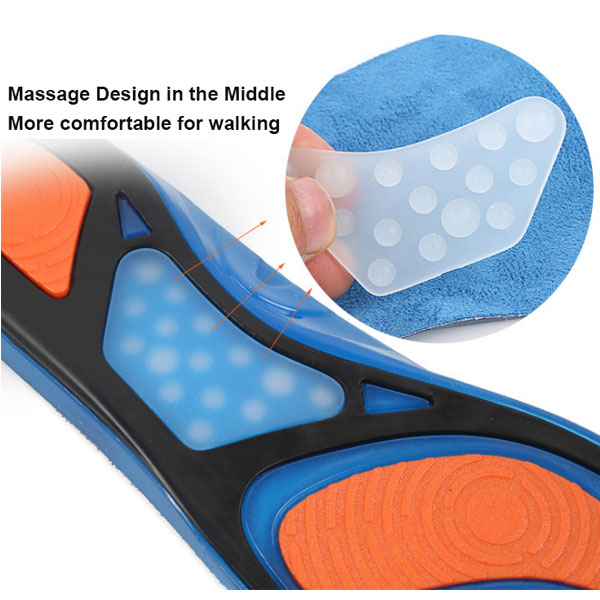 Amazon High Elastic Shock Absorption Plantar Fasciitis Relief Foot Care Silicone Gel Sports Sneaker Insole ZG-321